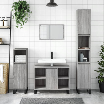 Mobile da Bagno Grigio Sonoma 80x33x60 cm in Legno Multistrato - homemem39