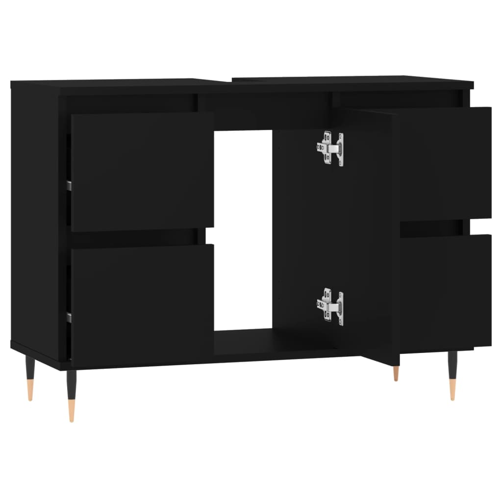 Mobile da Bagno Nero 80x33x60 cm in Legno Multistrato - homemem39