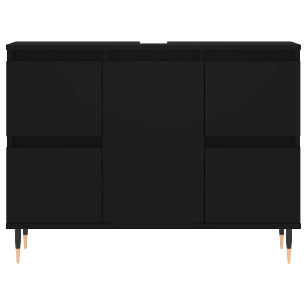 Mobile da Bagno Nero 80x33x60 cm in Legno Multistrato - homemem39