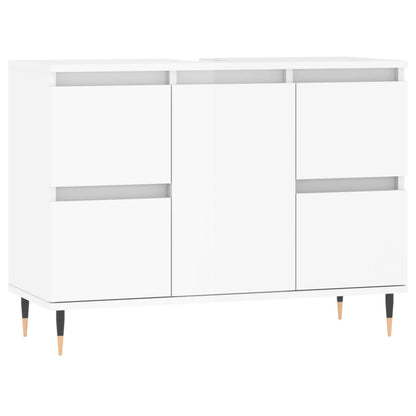 Armadietto Bagno Bianco Lucido 80x33x60cm in Legno Multistrato - homemem39