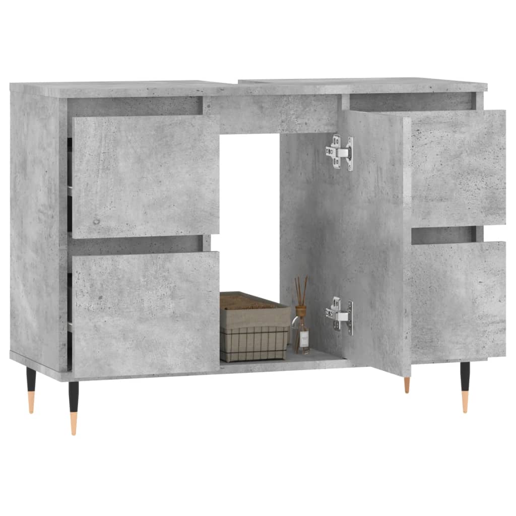 Armadietto da Bagno Grigio Cemento 80x33x60cm Legno Multistrato - homemem39