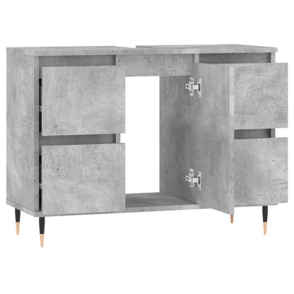 Armadietto da Bagno Grigio Cemento 80x33x60cm Legno Multistrato - homemem39