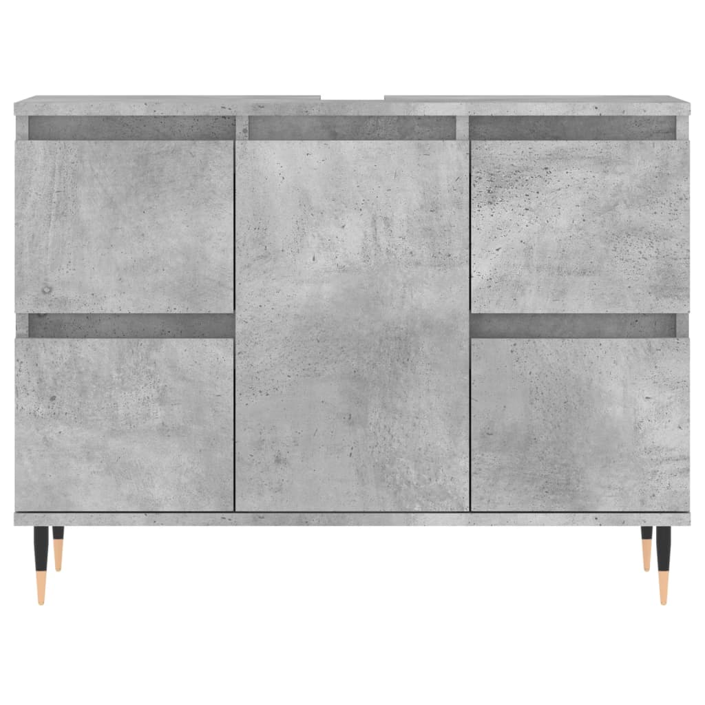 Armadietto da Bagno Grigio Cemento 80x33x60cm Legno Multistrato - homemem39