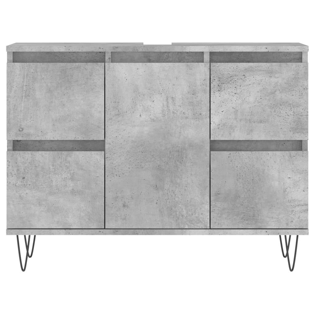 Armadietto da Bagno Grigio Cemento 80x33x60cm Legno Multistrato - homemem39