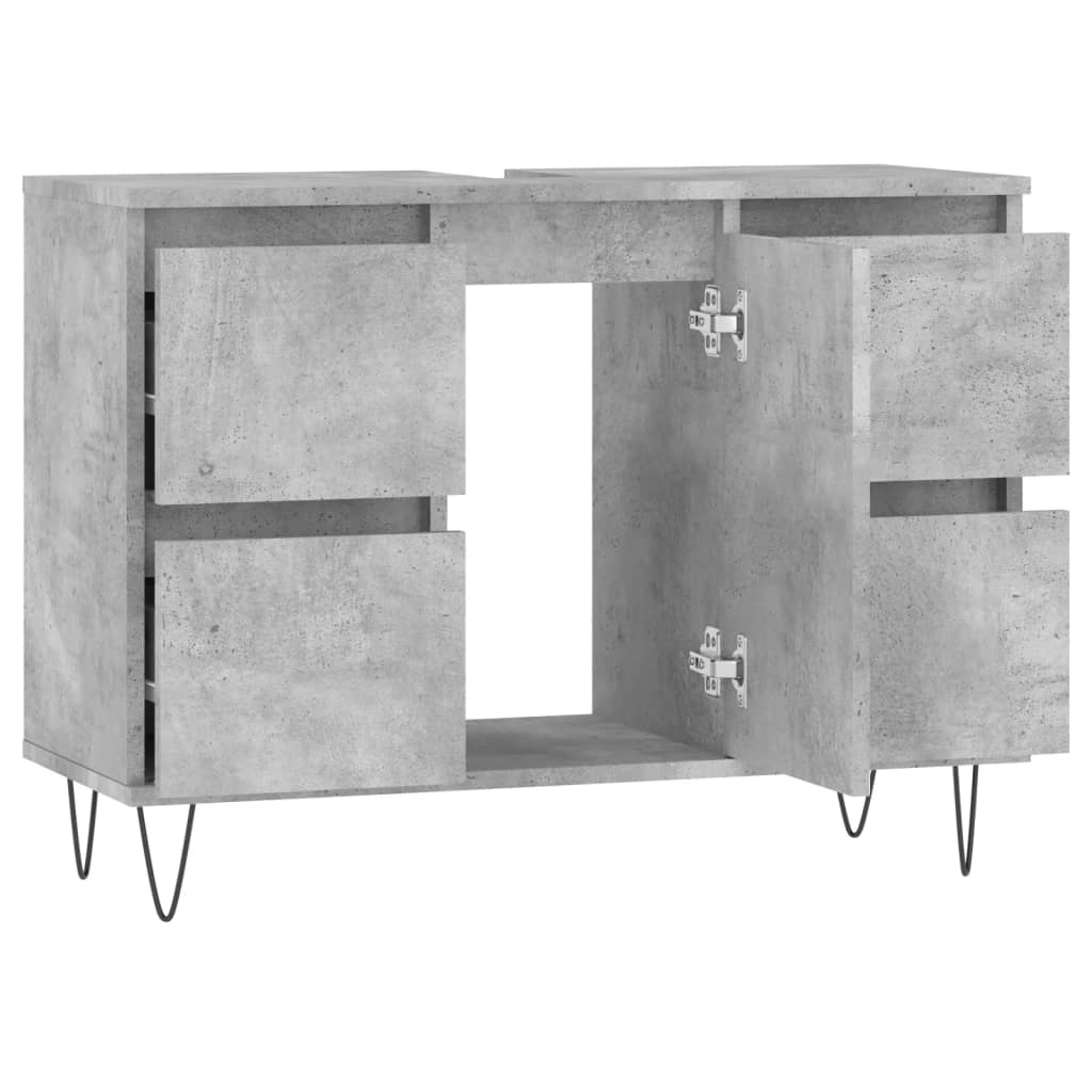 Armadietto da Bagno Grigio Cemento 80x33x60cm Legno Multistrato - homemem39