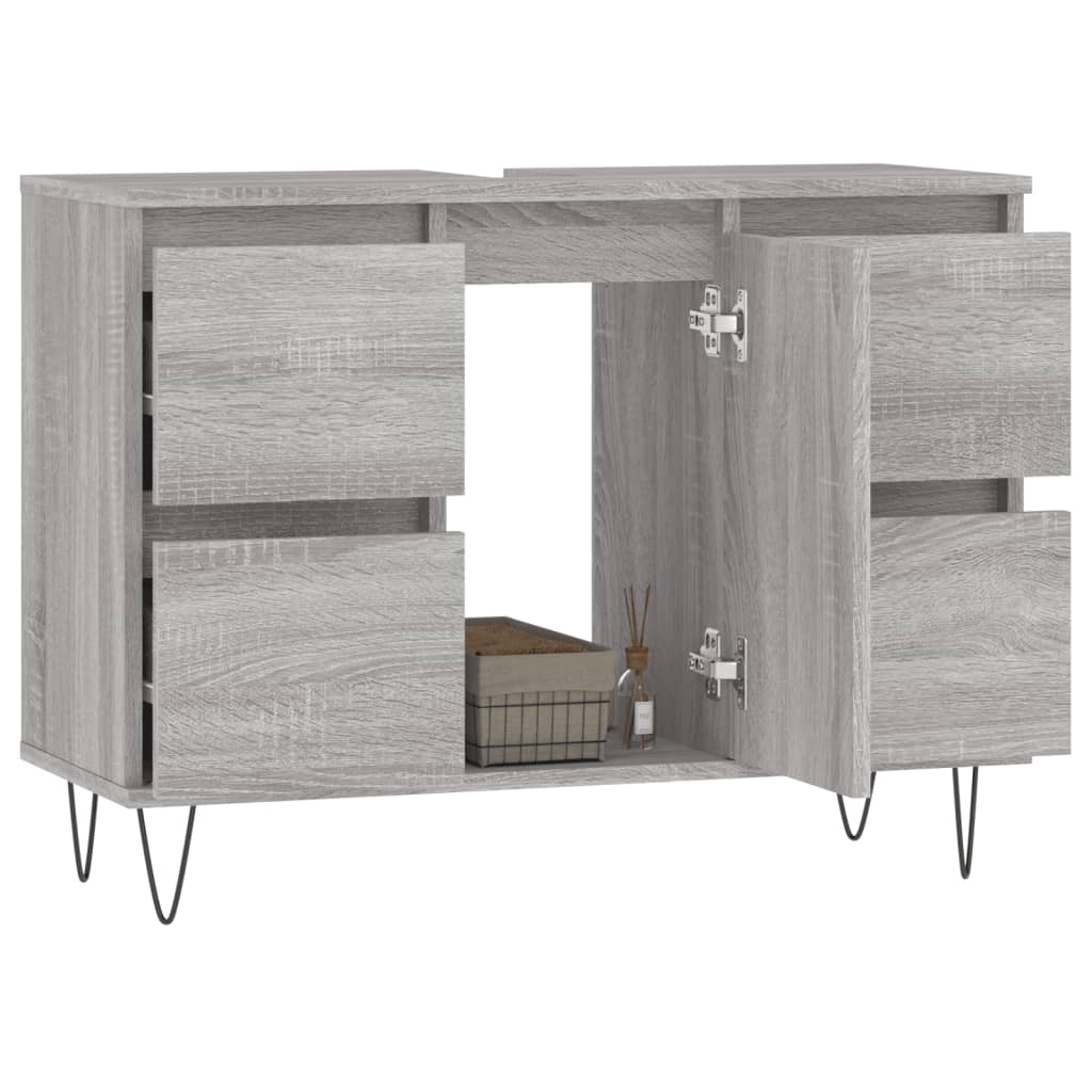 Mobile da Bagno Grigio Sonoma 80x33x60 cm in Legno Multistrato - homemem39