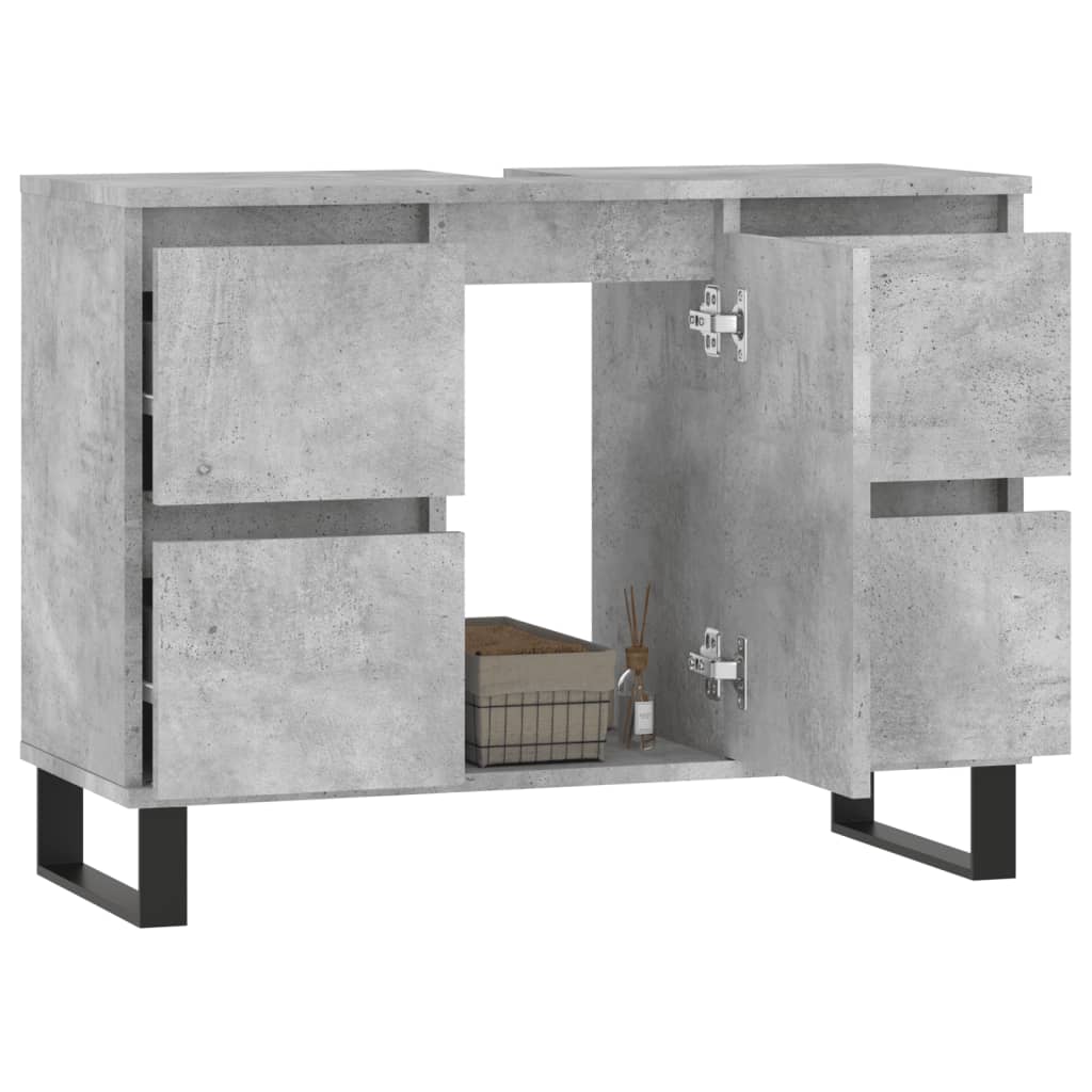 Armadietto da Bagno Grigio Cemento 80x33x60cm Legno Multistrato - homemem39