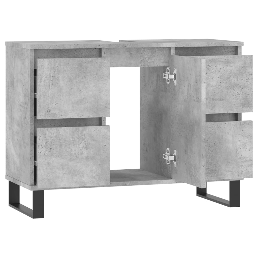 Armadietto da Bagno Grigio Cemento 80x33x60cm Legno Multistrato - homemem39