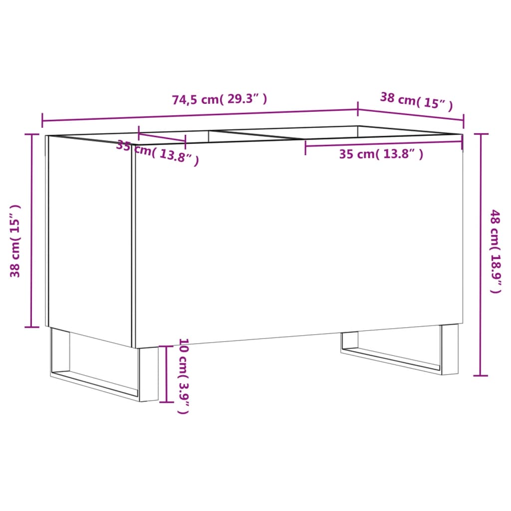 Mobile Porta Dischi Bianco 74,5x38x48 cm in Legno Multistrato - homemem39