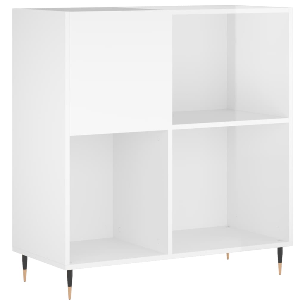 Mobile Porta Dischi Bianco Lucido 84,5x38x89 Legno Multistrato - homemem39