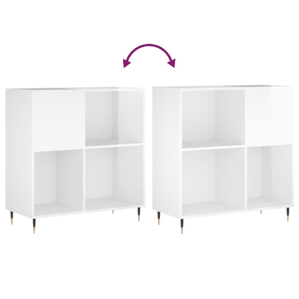 Mobile Porta Dischi Bianco Lucido 84,5x38x89 Legno Multistrato - homemem39