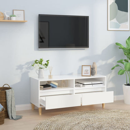 Mobile Porta TV Bianco Lucido 100x34,5x44,5cm Legno Multistrato - homemem39