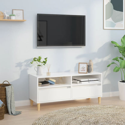 Mobile Porta TV Bianco Lucido 100x34,5x44,5cm Legno Multistrato - homemem39