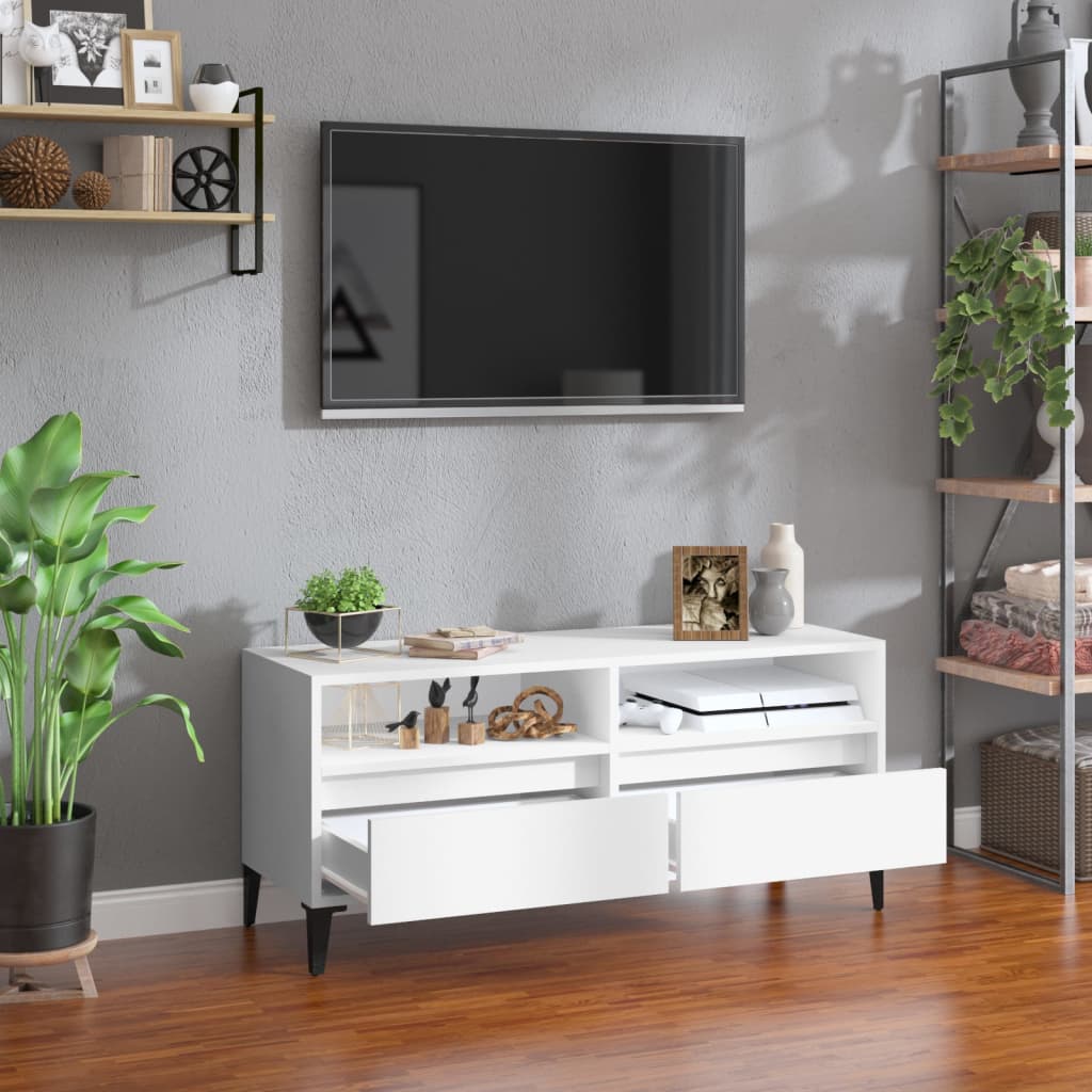 Mobile Porta TV Bianco 100x34,5x44,5 cm in Legno Multistrato - homemem39