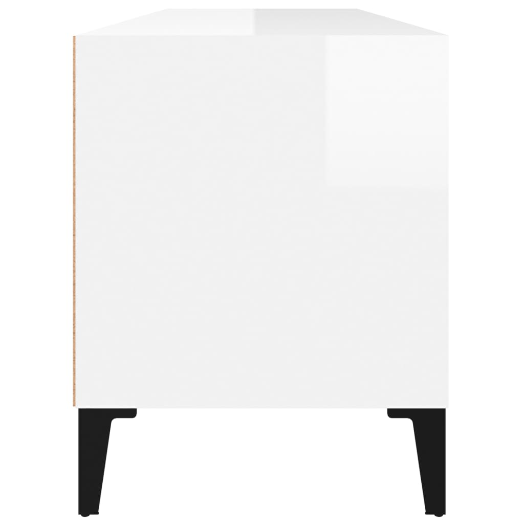 Mobile Porta TV Bianco Lucido 100x34,5x44,5cm Legno Multistrato - homemem39