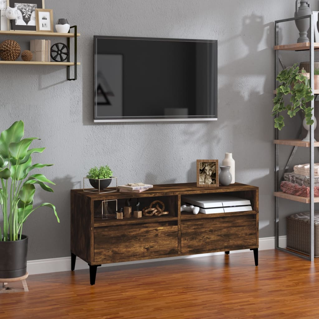 Mobile TV Rovere Fumo 100x34,5x44,5 cm in Legno Multistrato - homemem39