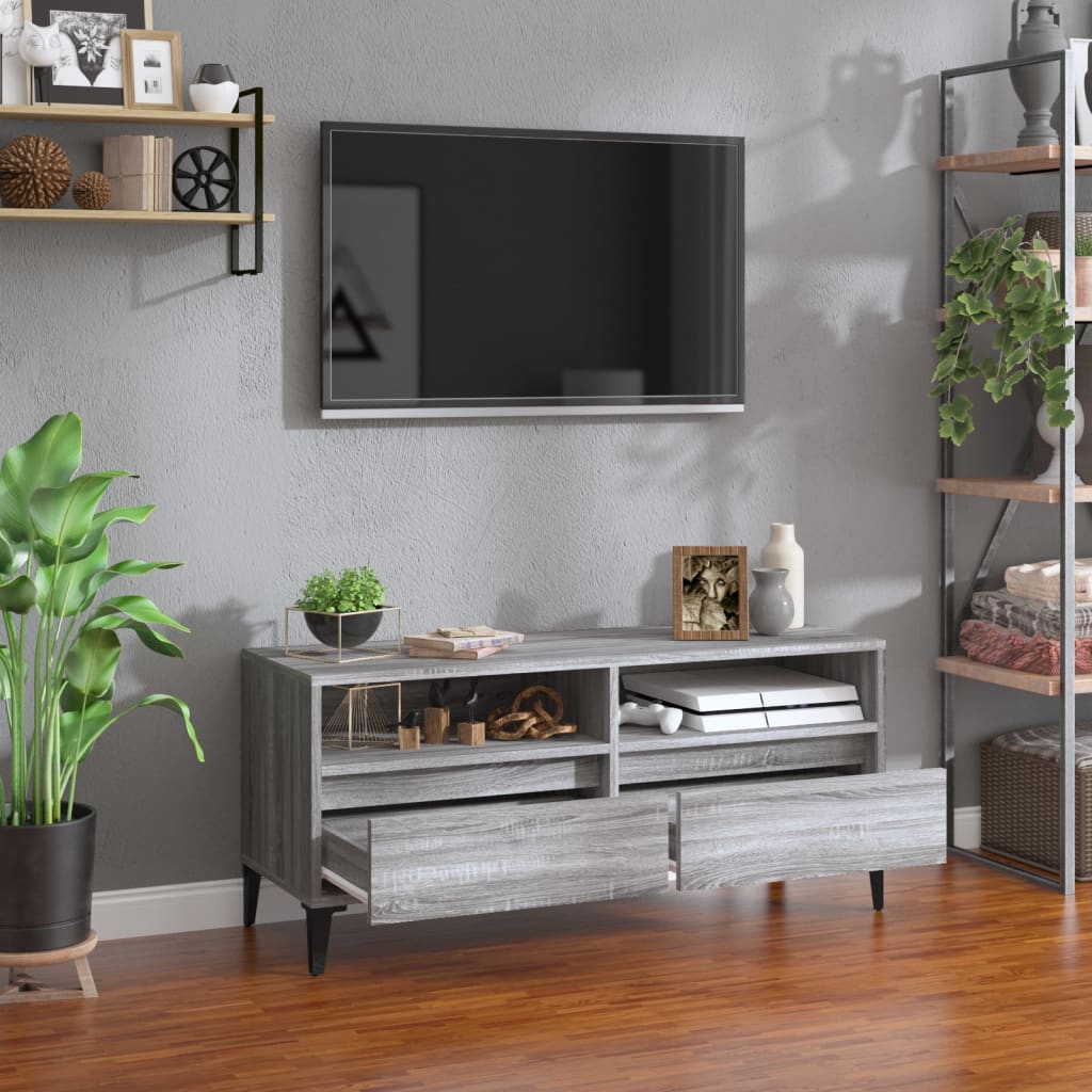 Mobile Porta TV Grigio Sonoma 100x34,5x44,5cm Legno Multistrato - homemem39