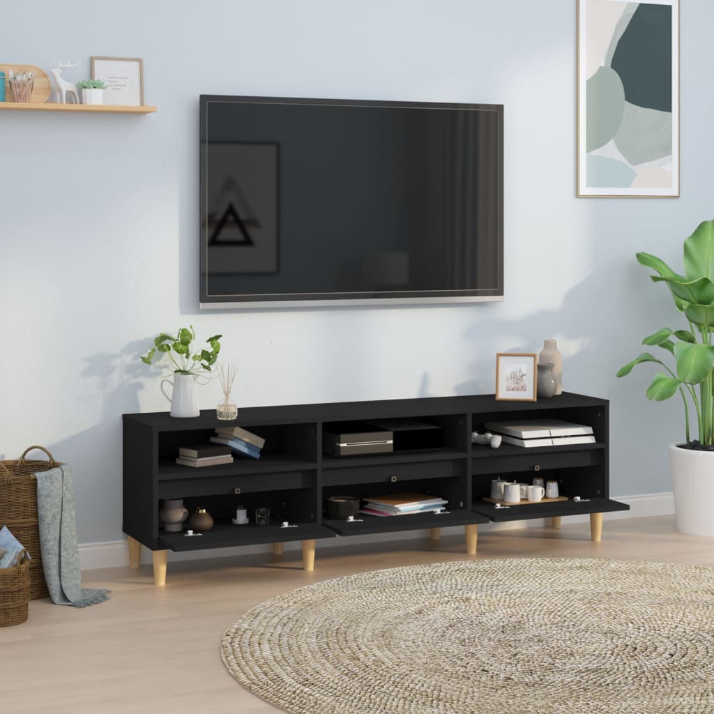 Mobile Porta TV Nero 150x30x44,5 cm in Legno Multistrato - homemem39