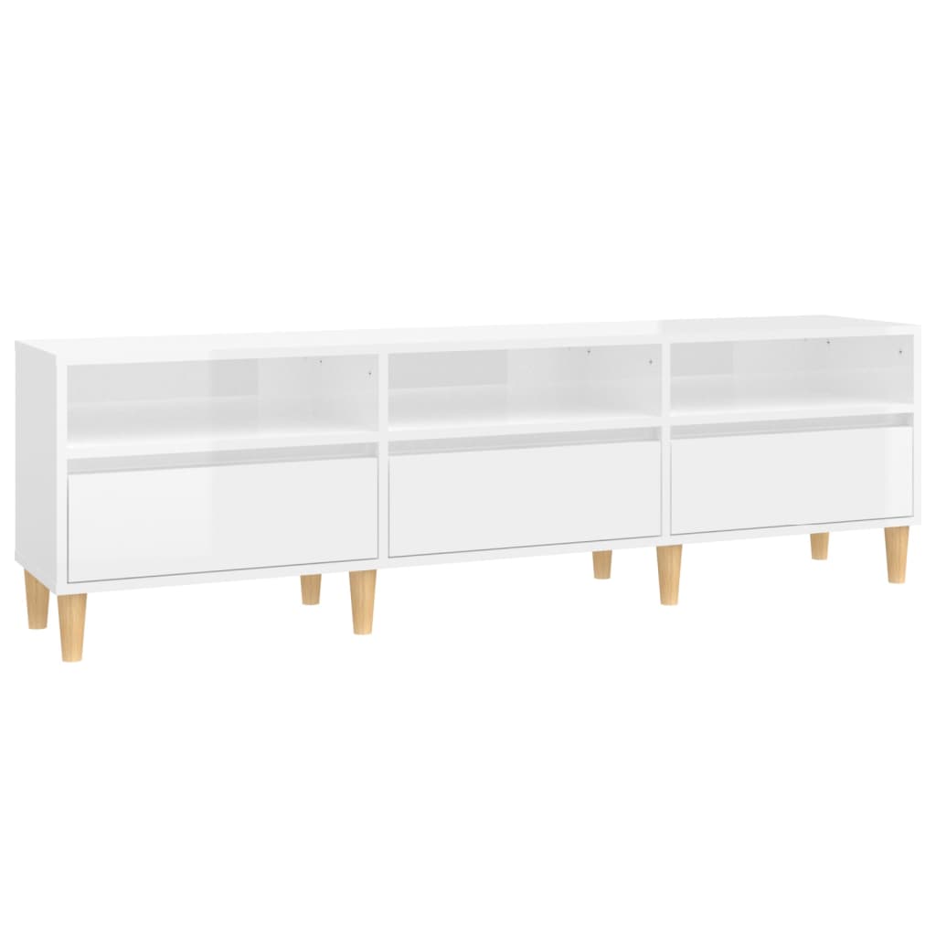 Mobile Porta TV Bianco Lucido 150x30x44,5 cm Legno Multistrato - homemem39