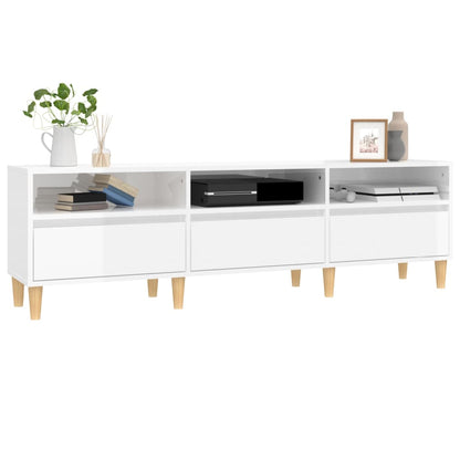 Mobile Porta TV Bianco Lucido 150x30x44,5 cm Legno Multistrato - homemem39