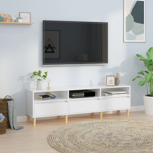 Mobile Porta TV Bianco Lucido 150x30x44,5 cm Legno Multistrato - homemem39