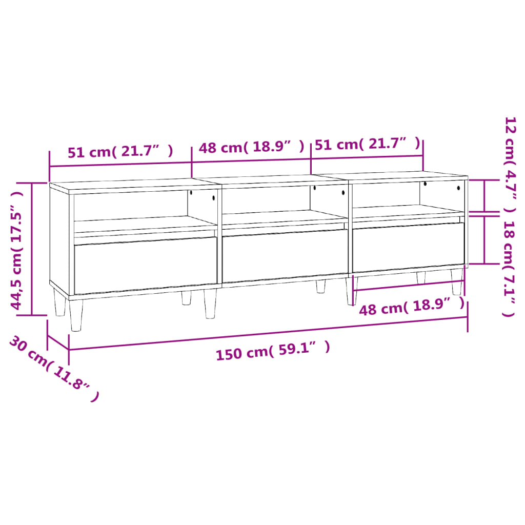 Mobile Porta TV Rovere Fumo 150x30x44,5 cm in Legno Multistrato - homemem39