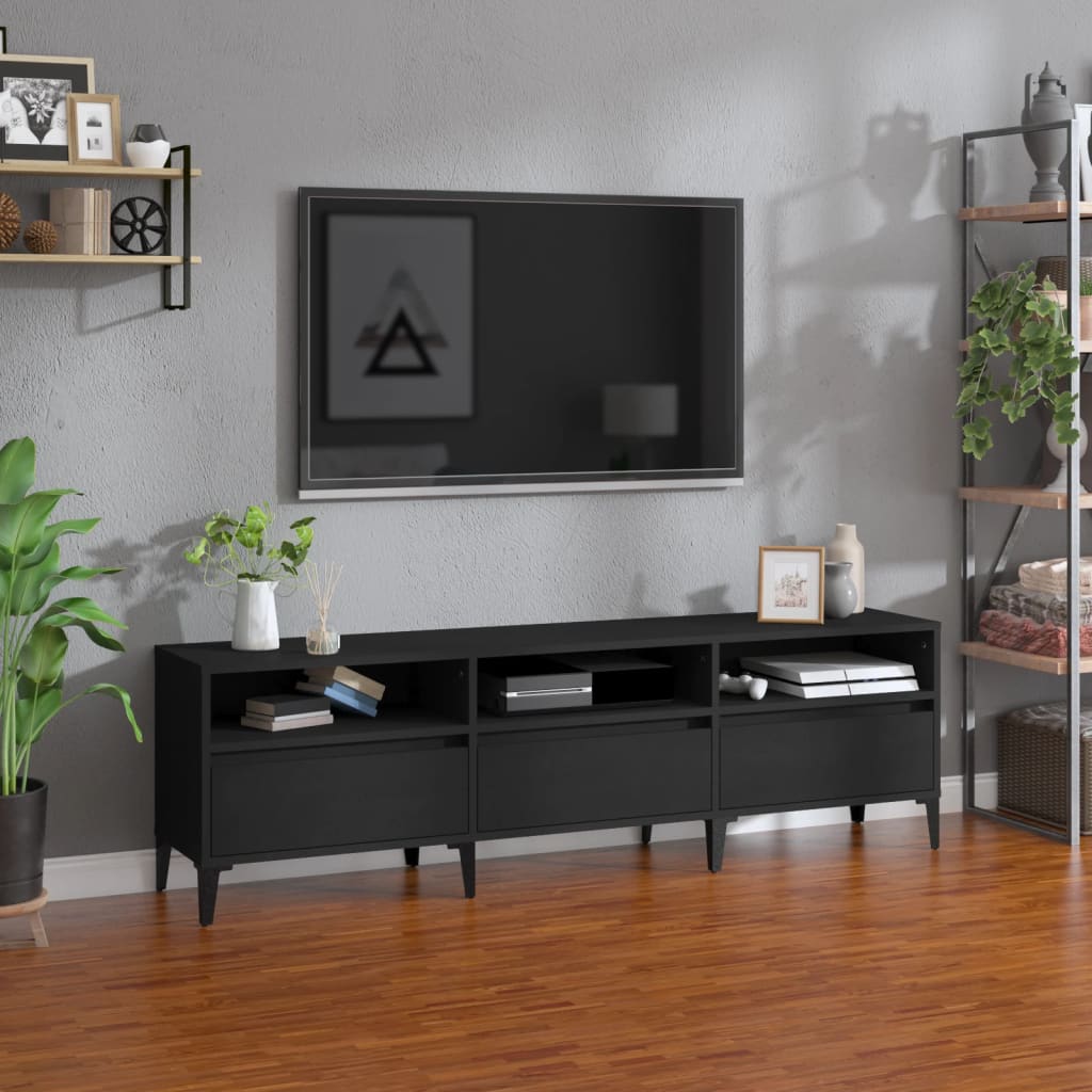 Mobile Porta TV Nero 150x30x44,5 cm in Legno Multistrato - homemem39