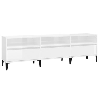 Mobile Porta TV Bianco Lucido 150x30x44,5 cm Legno Multistrato - homemem39