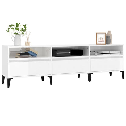 Mobile Porta TV Bianco Lucido 150x30x44,5 cm Legno Multistrato - homemem39