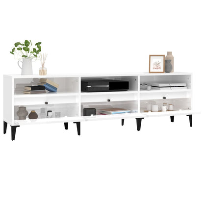 Mobile Porta TV Bianco Lucido 150x30x44,5 cm Legno Multistrato - homemem39