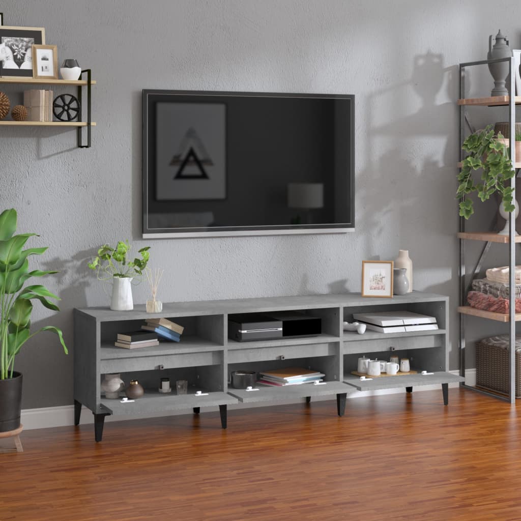 Mobile TV Grigio Cemento 150x30x44,5 cm Legno Multistrato - homemem39