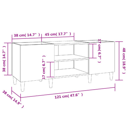 Mobile Porta Dischi Grigio Sonoma 121x38x48cm Legno Multistrato - homemem39