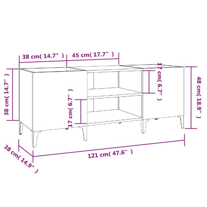 Mobile Porta Dischi Bianco 121x38x48 cm in Legno Multistrato - homemem39