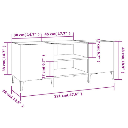 Mobile Porta Dischi Grigio Cemento 121x38x48 Legno Multistrato - homemem39