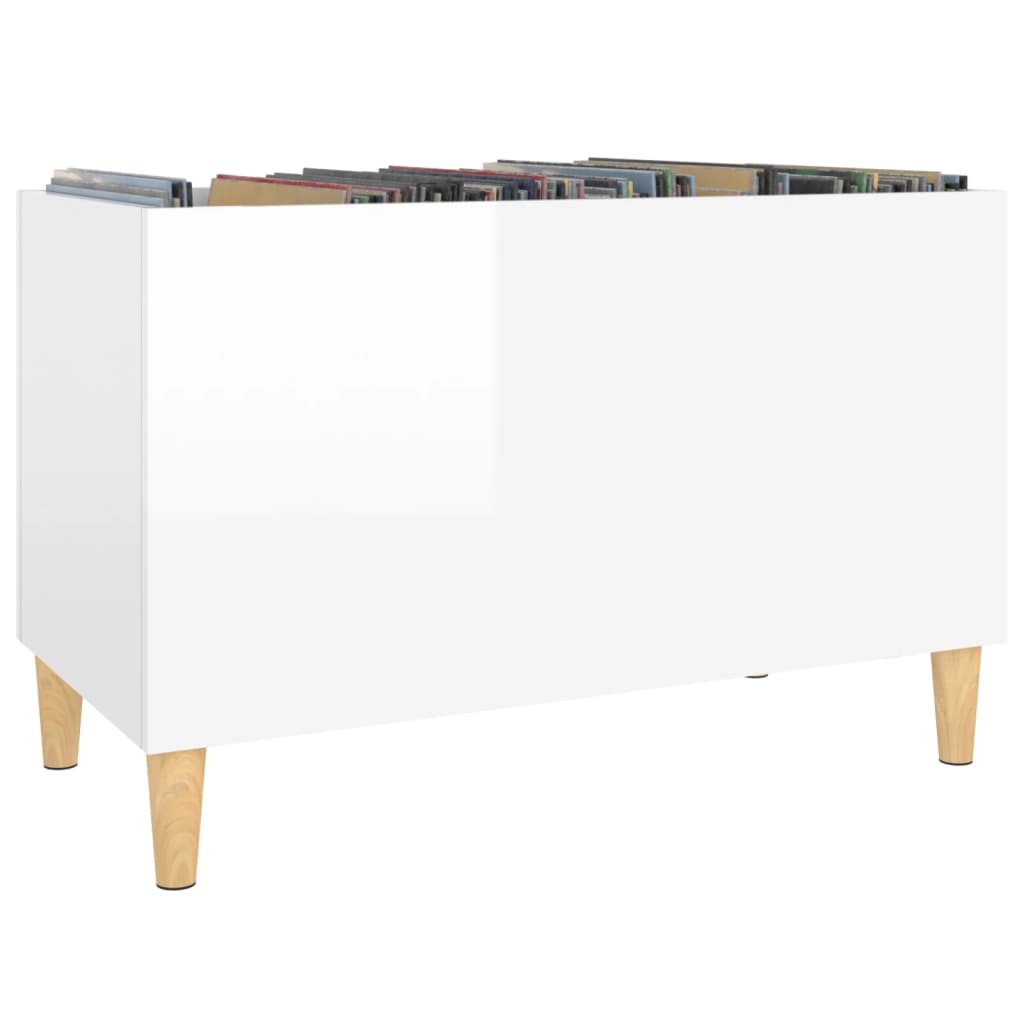 Mobile Porta Dischi Bianco Lucido 74,5x38x48 Legno Multistrato - homemem39