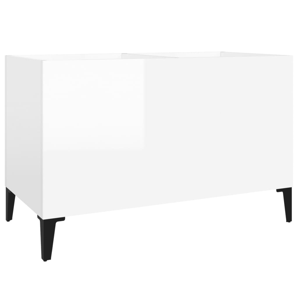 Mobile Porta Dischi Bianco Lucido 74,5x38x48 Legno Multistrato - homemem39