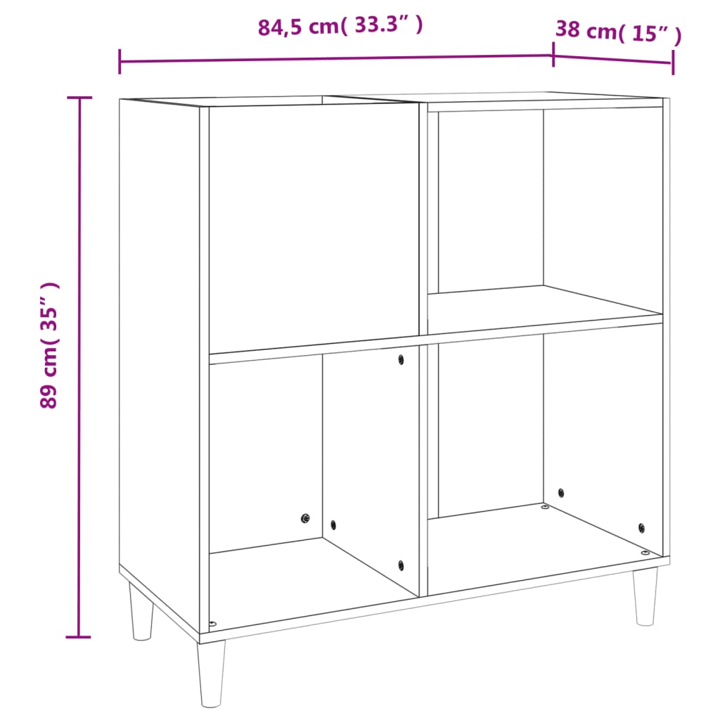 Mobile Porta Dischi Grigio Cemento 84,5x38x89 Legno Multistrato - homemem39