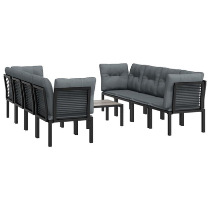 Set Salotto da Giardino 9 pz Nero e Grigio in Polyrattan - homemem39