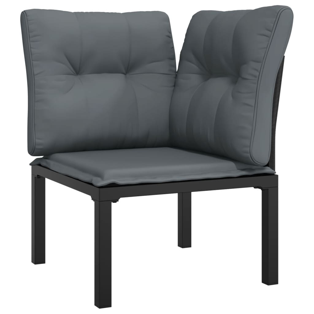 Set Salotto da Giardino 9 pz Nero e Grigio in Polyrattan - homemem39