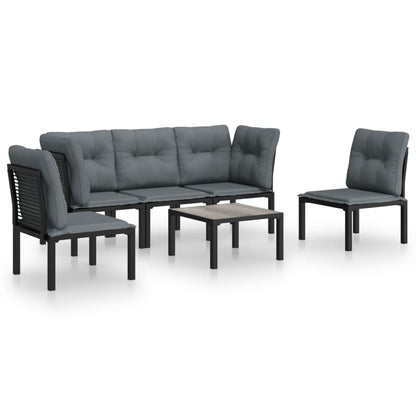 Set Salotto da Giardino 6 pz in Polyrattan Nero e Grigio - homemem39