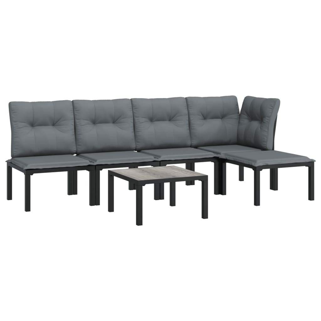 Set Salotto da Giardino 6 pz in Polyrattan Nero e Grigio - homemem39