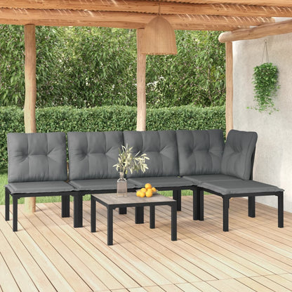 Set Salotto da Giardino 6 pz in Polyrattan Nero e Grigio - homemem39