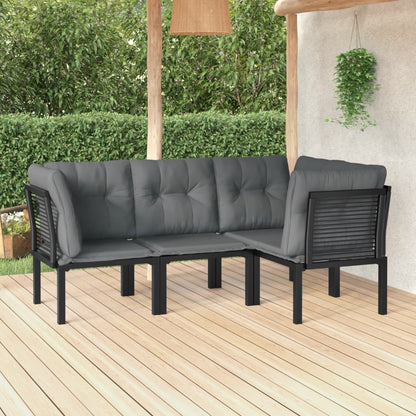 Set Salotto da Giardino 4 pz Nero e Grigio in Polyrattan - homemem39