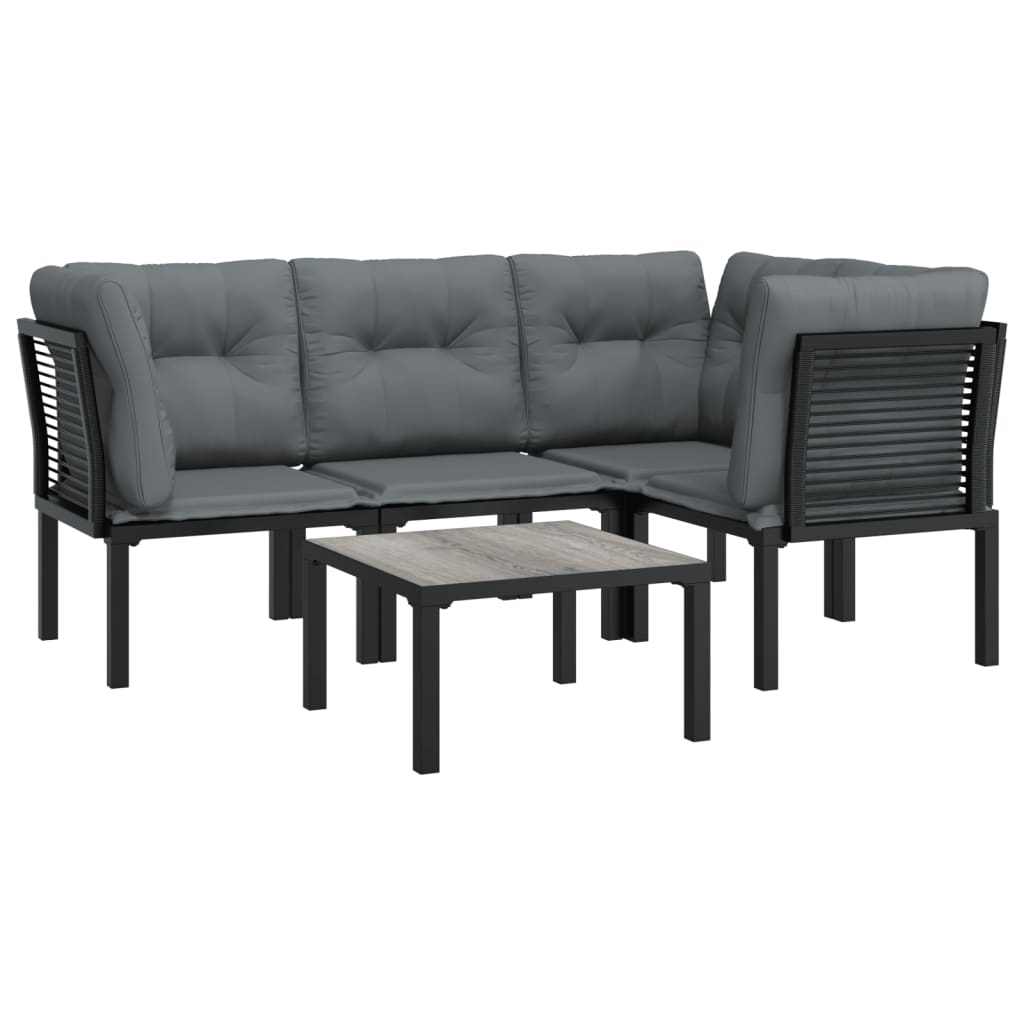 Set Salotto da Giardino 5 pz Nero e Grigio in Polyrattan - homemem39