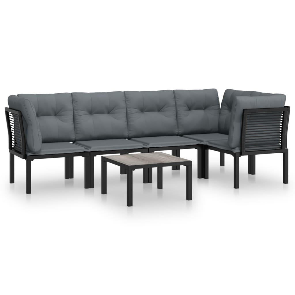 Set Salotto da Giardino 6 pz in Polyrattan Nero e Grigio - homemem39