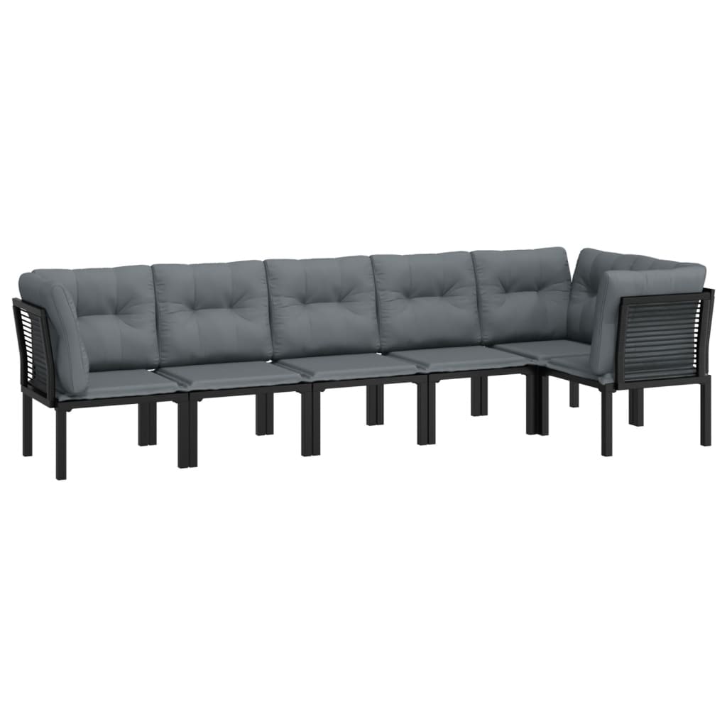 Set Salotto da Giardino 6 pz in Polyrattan Nero e Grigio - homemem39