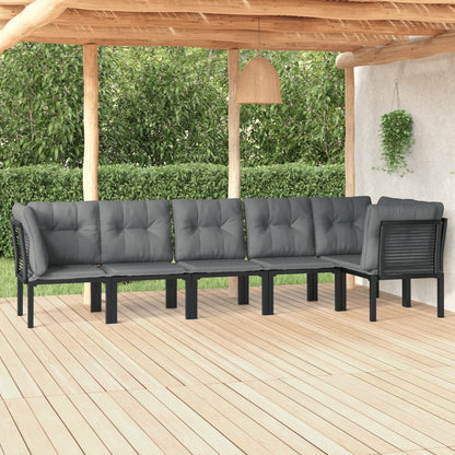 Set Salotto da Giardino 6 pz in Polyrattan Nero e Grigio - homemem39