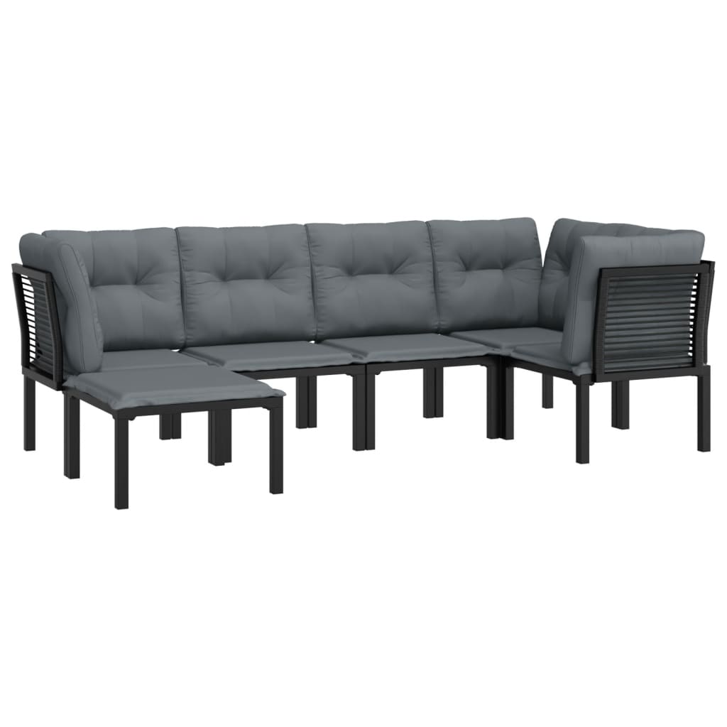 Set Salotto da Giardino 6 pz in Polyrattan Nero e Grigio - homemem39