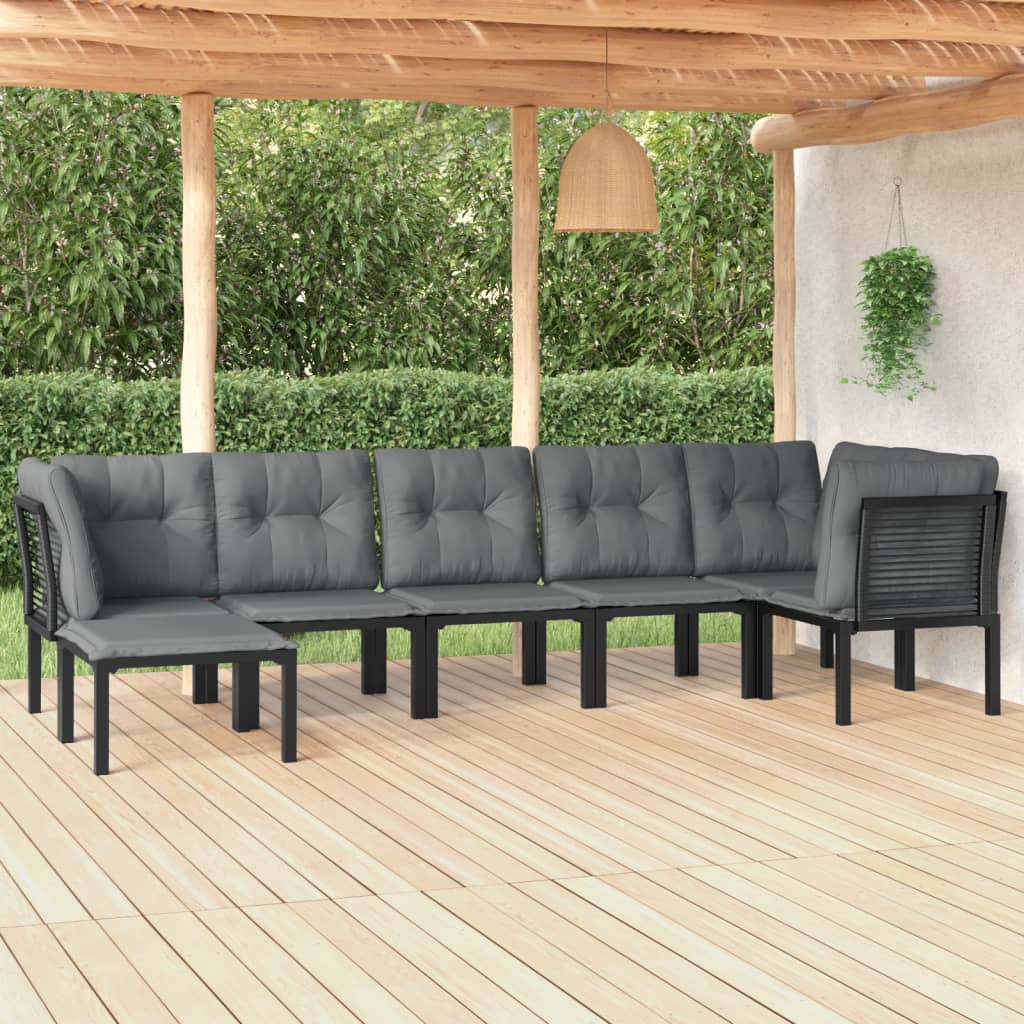 Set Salotto da Giardino 7 pz Nero e Grigio in Polyrattan - homemem39