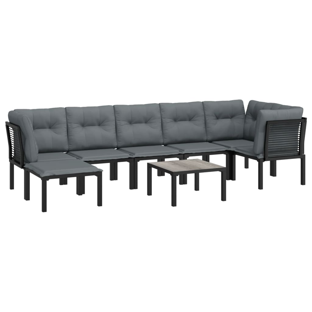 Set Salotto da Giardino 8 pz Nero e Grigio in Polyrattan - homemem39